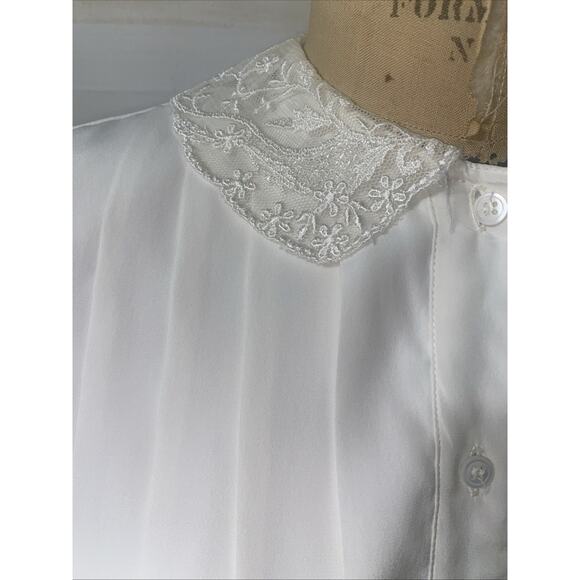 VRG La Chine Classic By Galinda Wang Top Blouse Women’s Off White Pleat Sz Small - Picture 3 of 10